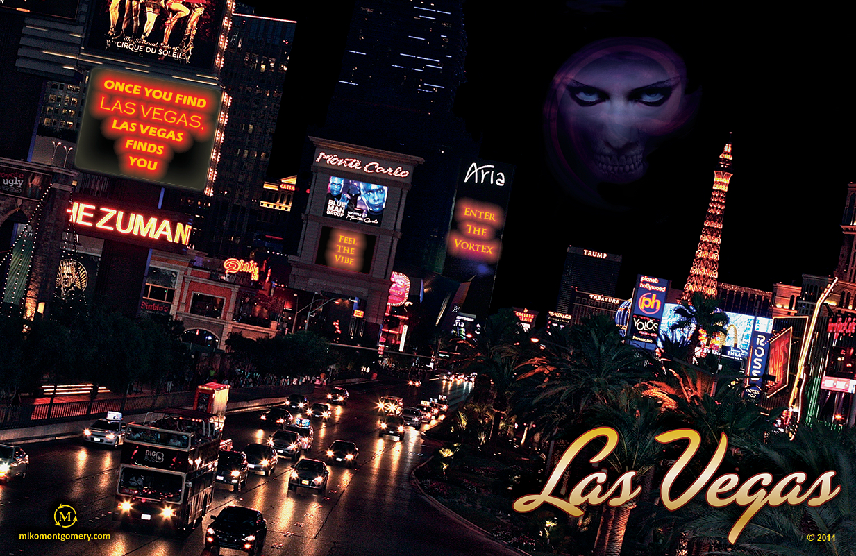 Lighted Las Vegas welcome sign with night sky.